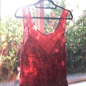 Free People coral/ orange tank crochet detail siz